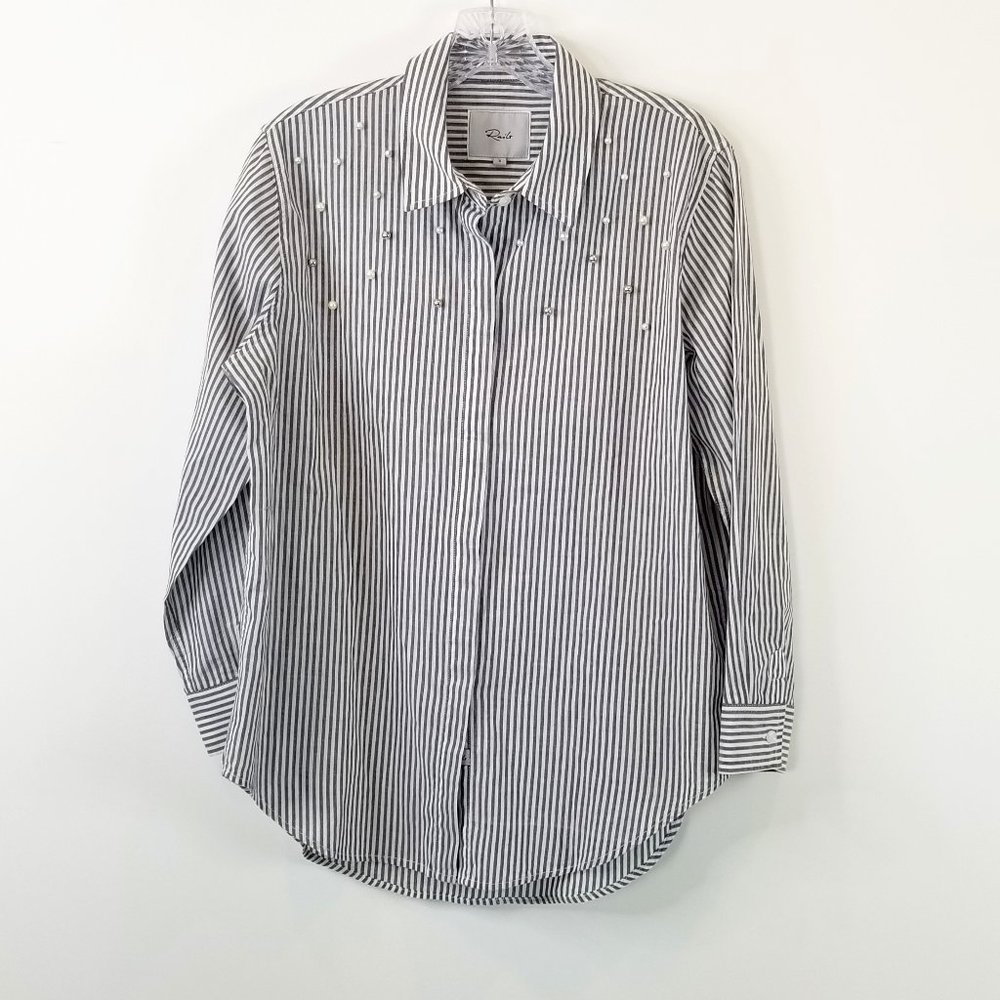 Rails Taylor Florence Stripe Studded Pearls Shirt… - image 2